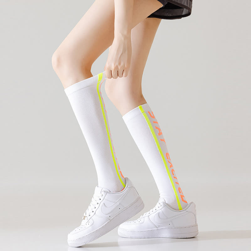 Plusock Bright Letter Print Compression Knee High Socks(4 Pairs)