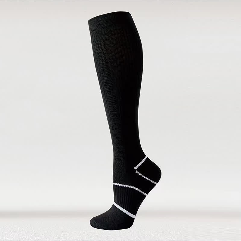 Plusock Solid Color Mesh Breathable Compression Knee High Socks(6 Pairs) - Black - EU36-40(US3-7) - image 11