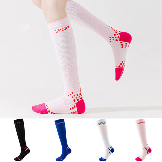 Plusock Geometric Pattern Compression Knee High Socks(4 Pairs)