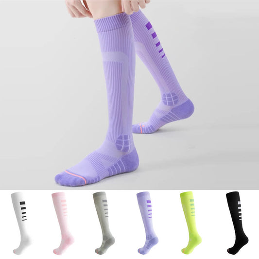 Plusock Irregular Stripe Compression Knee High Socks(6 Pairs)