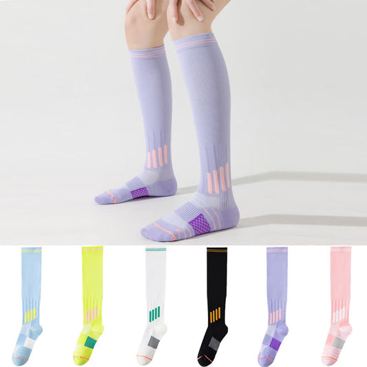 Plusock Stripe Print Sports Compression Knee High Socks(6 Pairs)