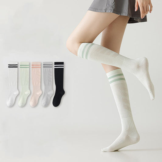 Plusock Striped Breathable Compression Knee High Socks(5 Pairs)