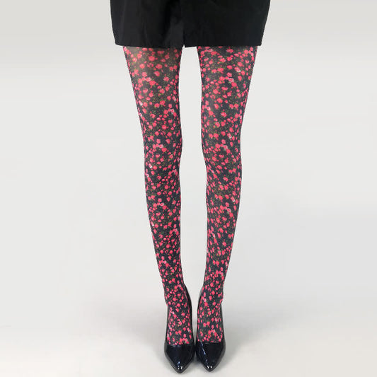 Plusock Flower Butterfly Print Pantyhose