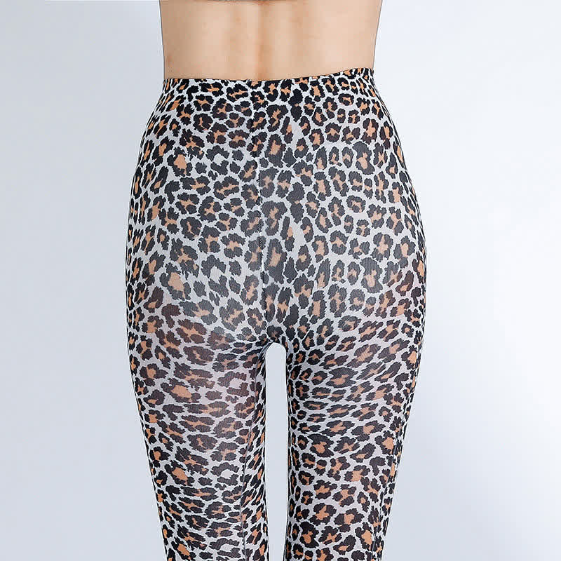 Vintage Floral Leopard Print Pantyhose