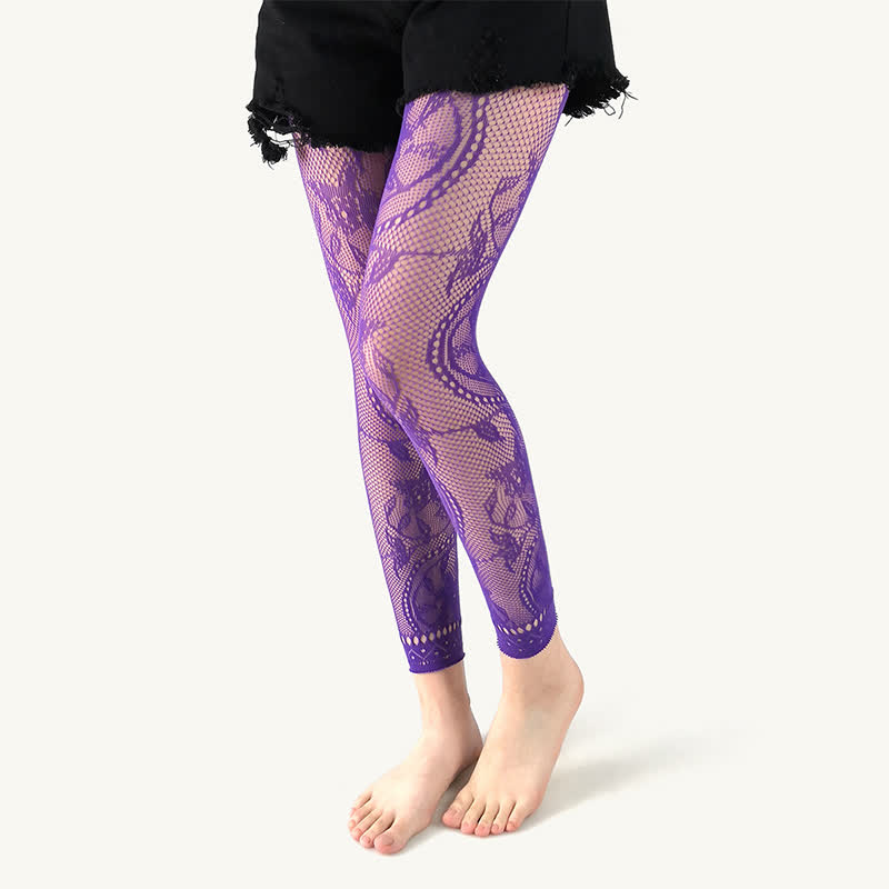 Plusock Plus Size Floral Footless Fishnet Pantyhose(2 Pairs)