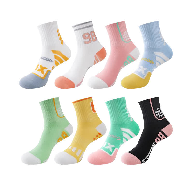 Number Graphics Print Ankle Compression Socks(8 Pairs)