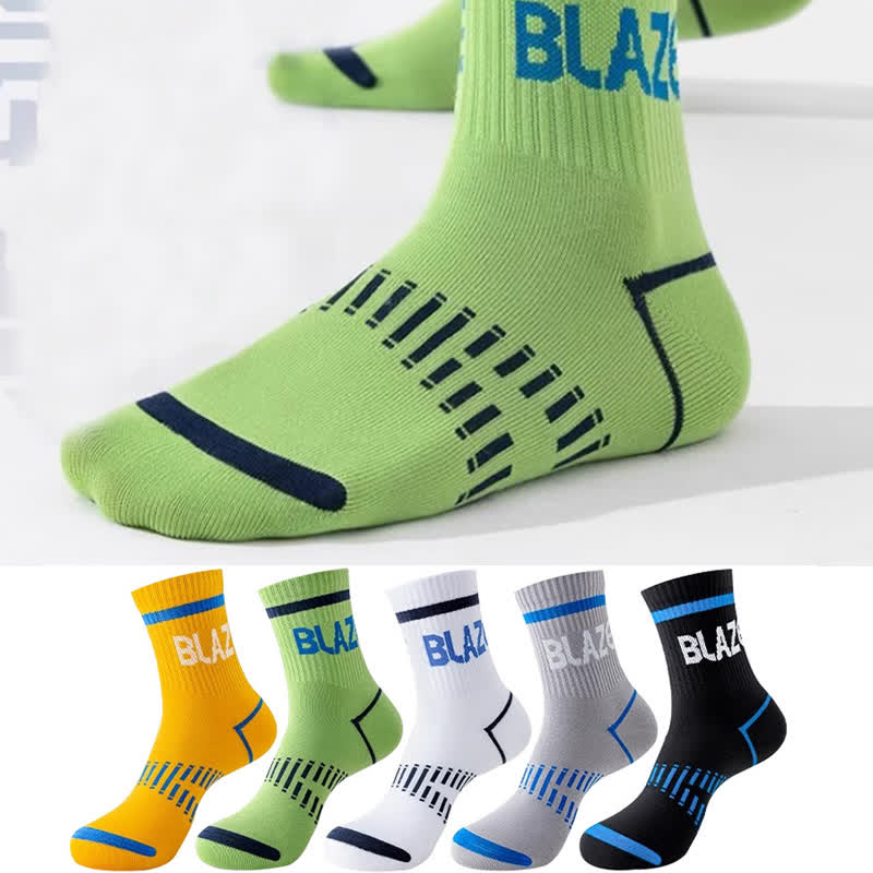 Letter Print Sports Ankle Compression Socks(5 Pairs)