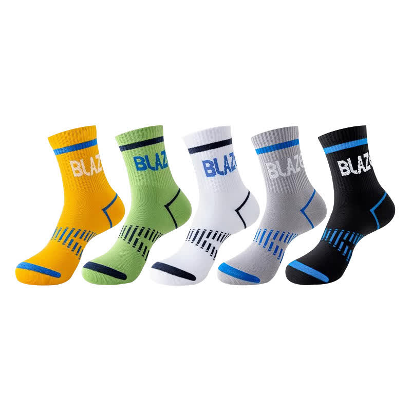 Letter Print Sports Ankle Compression Socks(5 Pairs)