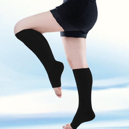 Plusock Plus Size Medical Open-toe Compression Calf Socks(30-40mmhg)