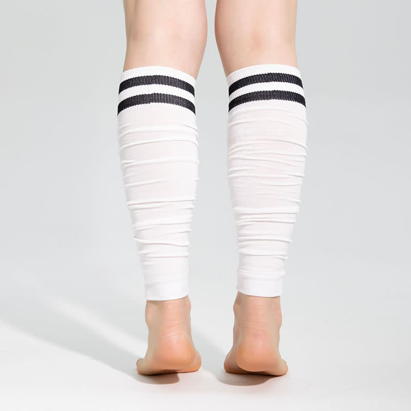 Double Stripe Ruched Compression Calf Sleeves
