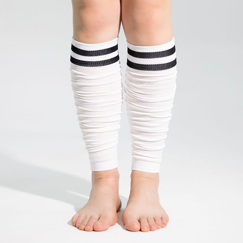 Double Stripe Ruched Compression Calf Sleeves