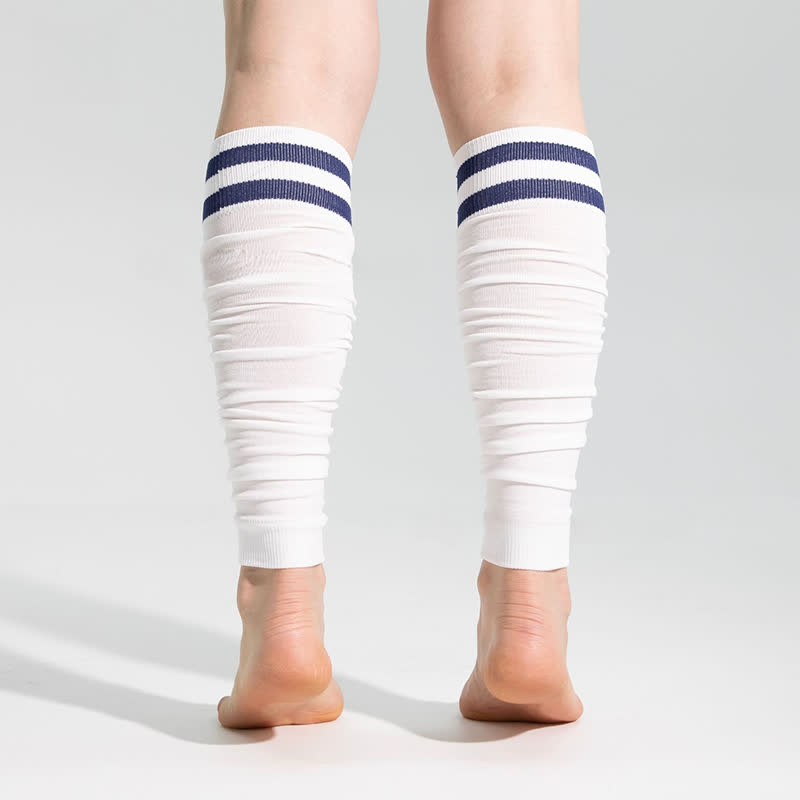 Double Stripe Ruched Compression Calf Sleeves