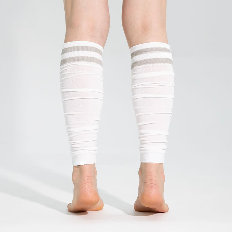 Double Stripe Ruched Compression Calf Sleeves