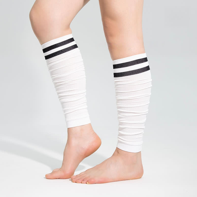 Double Stripe Ruched Compression Calf Sleeves