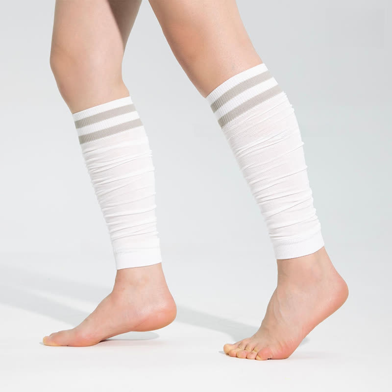 Double Stripe Ruched Compression Calf Sleeves