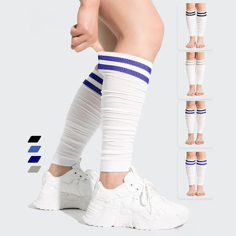 Double Stripe Ruched Compression Calf Sleeves