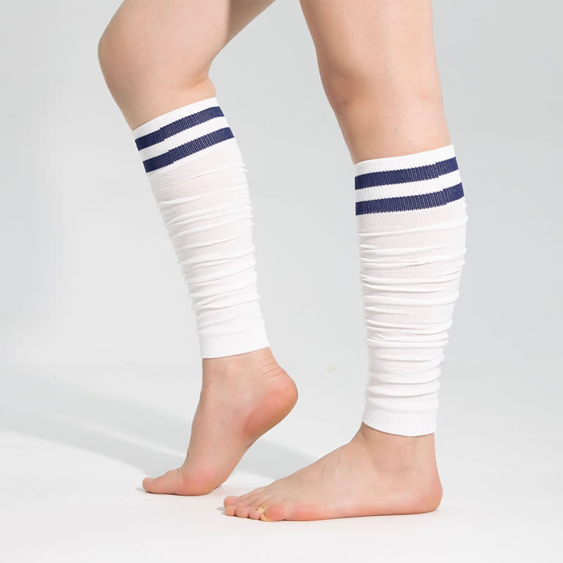 Double Stripe Ruched Compression Calf Sleeves