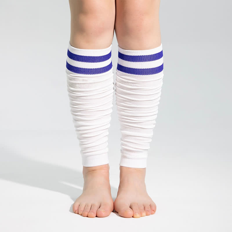 Double Stripe Ruched Compression Calf Sleeves