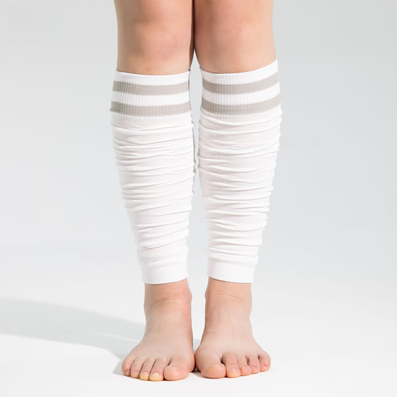 Double Stripe Ruched Compression Calf Sleeves