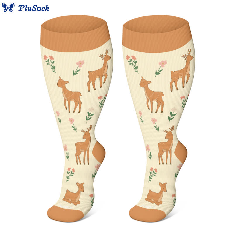Plus Size Animal Floral Compression Socks
