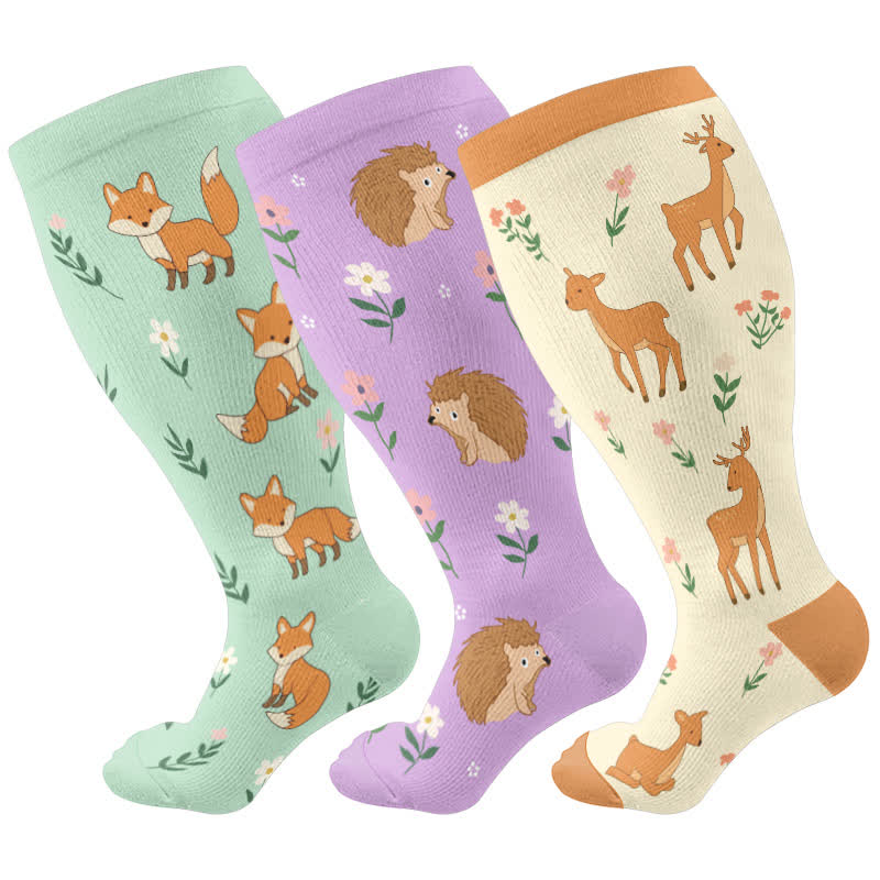 Plus Size Animal Floral Compression Socks