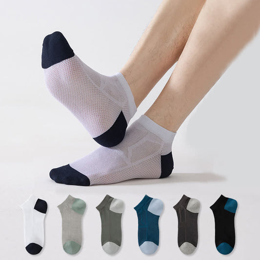 Plusock Non-slip Heel Mesh Breathable Ankle Socks(6 Pairs)