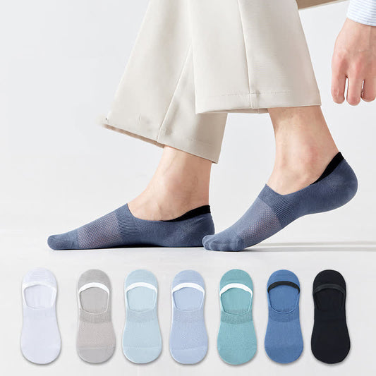 Plusock  Silicone Non-slip Heel Mesh Cotton No-show Socks(7 Pairs)