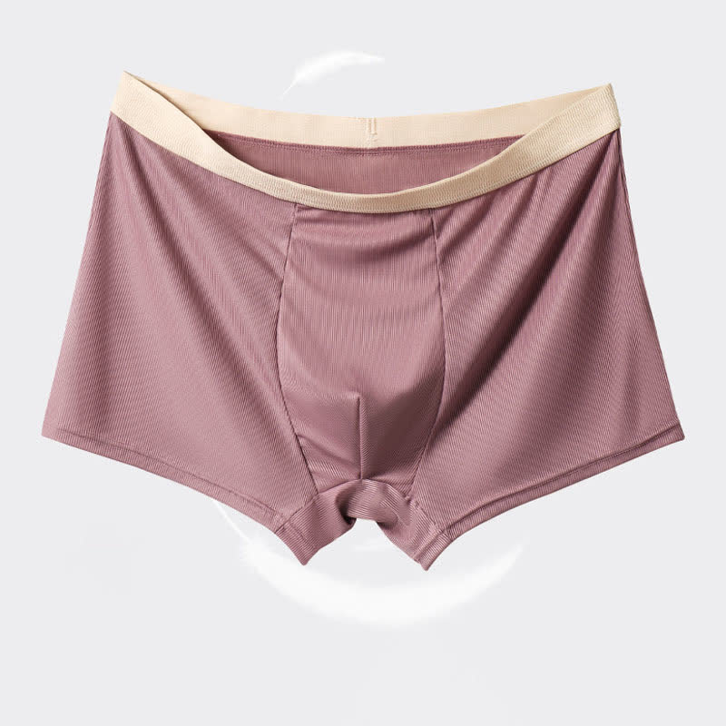 Plus Size Men's High-waisted Ice Silk Boxer Briefs(3 Packs)