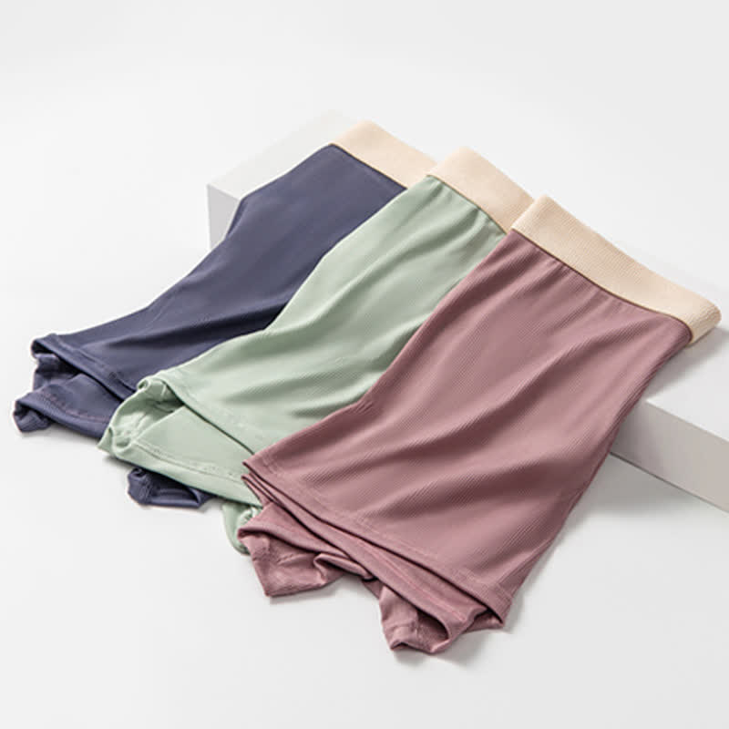 Plus Size Men's High-waisted Ice Silk Boxer Briefs(3 Packs)