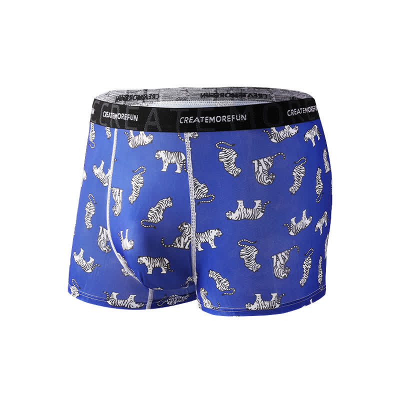Tiger Print Men's Breathable Boxer Briefs(4 Packs)