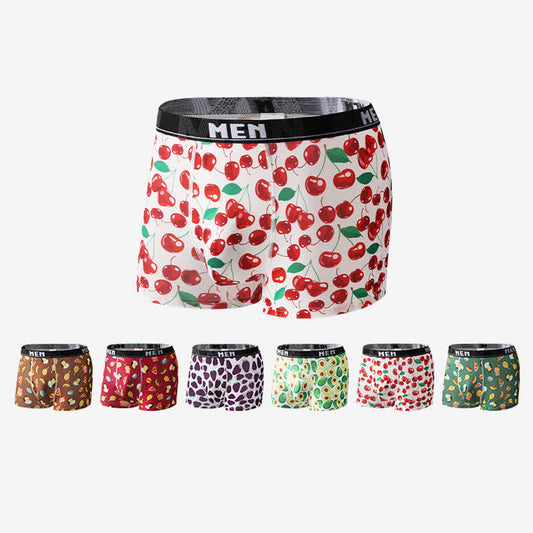 Plusock Food Fruit Print Men's Breathable Boxer Briefs(3 Packs)