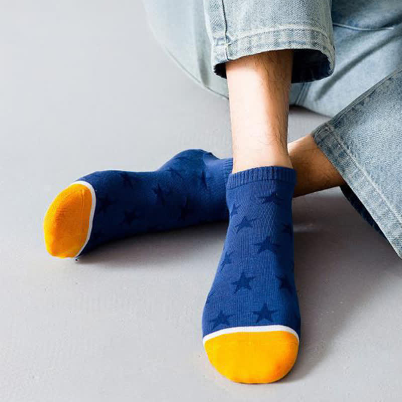Star Print Breathable Cotton Ankle Socks(5 Pairs)