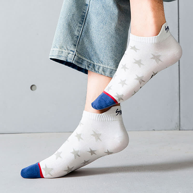 Star Print Breathable Cotton Ankle Socks(5 Pairs)