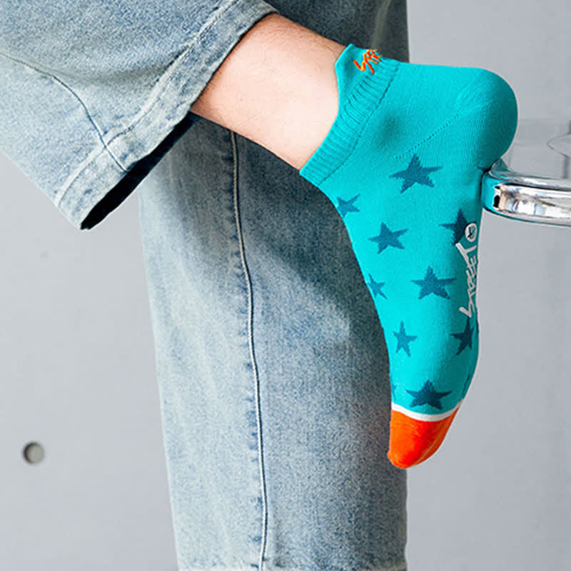 Star Print Breathable Cotton Ankle Socks(5 Pairs)