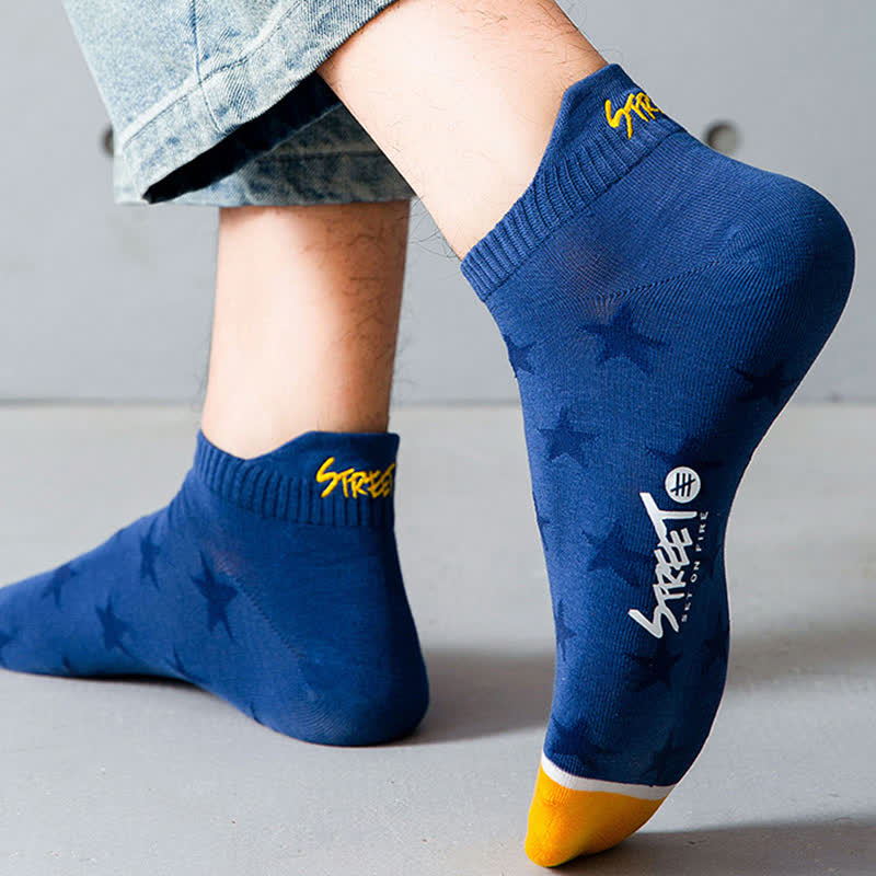 Star Print Breathable Cotton Ankle Socks(5 Pairs)