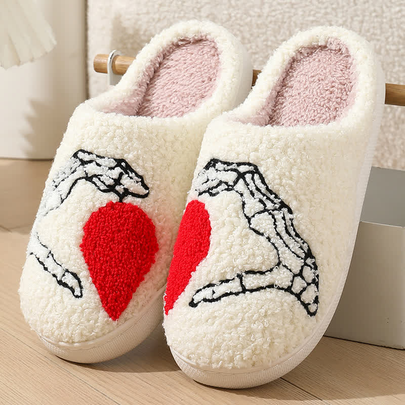Plus Size Cartoon Skeleton Hand Heart Slippers