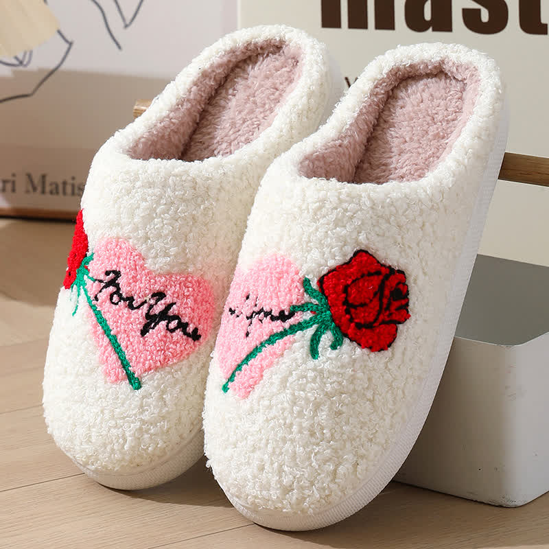 Plus Size Rose Heart Slippers