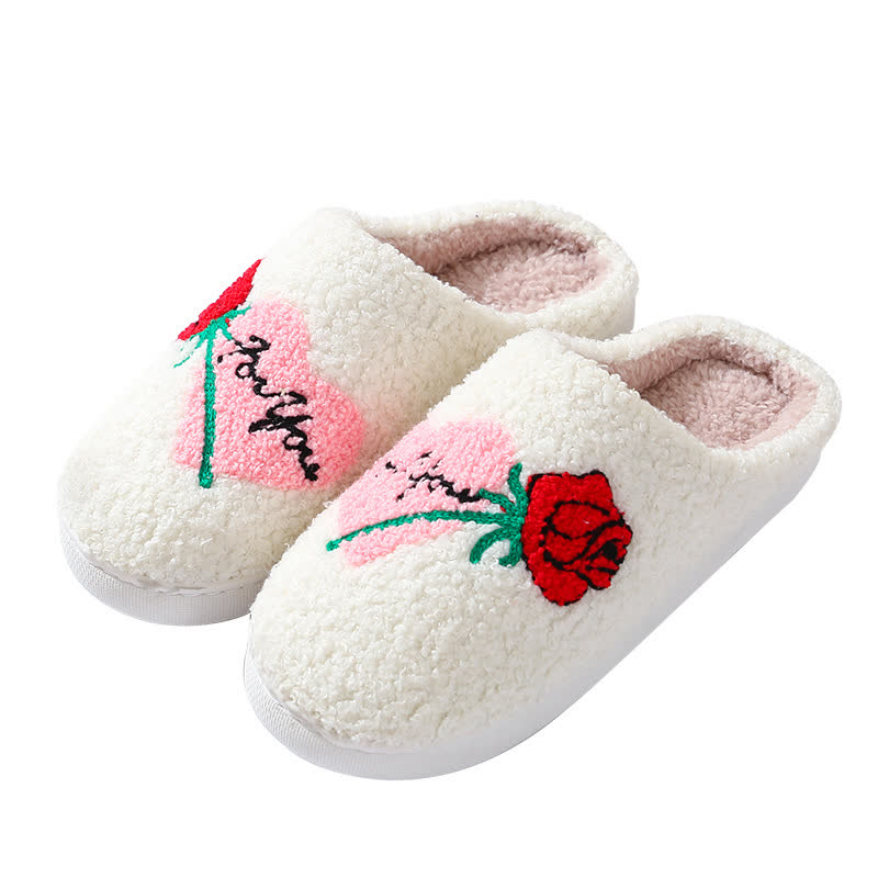 Plus Size Rose Heart Slippers