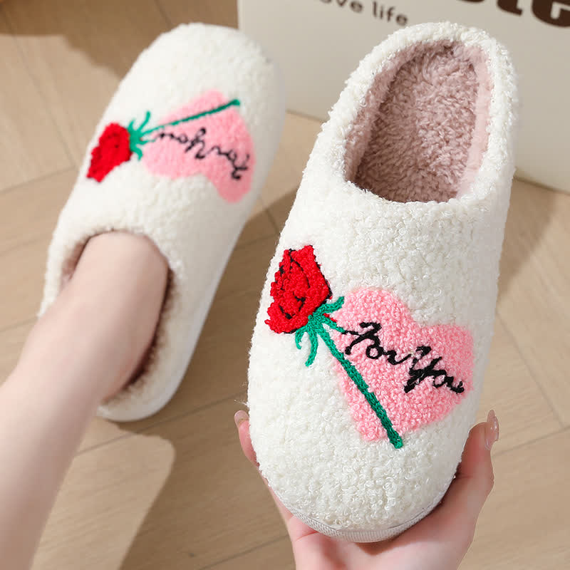 Plus Size Rose Heart Slippers