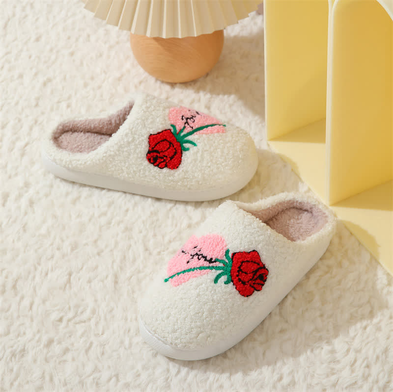 Plus Size Rose Heart Slippers
