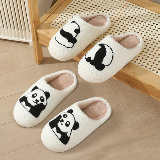 Plusock Plus Size Cartoon Panda Print Slippers