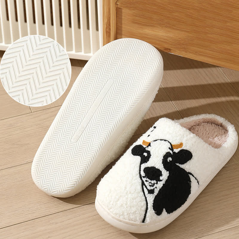 Plus Size Cartoon Cow Print Slippers
