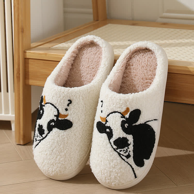 Plus Size Cartoon Cow Print Slippers