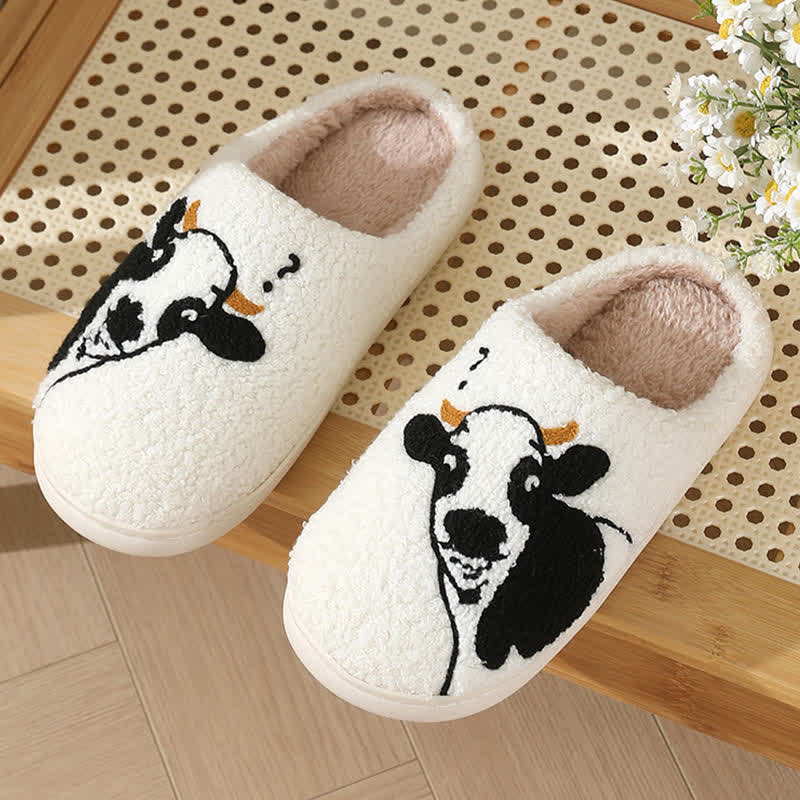 Plus Size Cartoon Cow Print Slippers