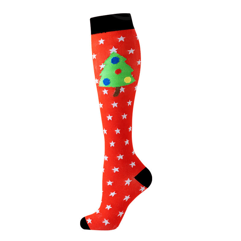 Santa Christmas Tree Compression Socks(6 Pairs)