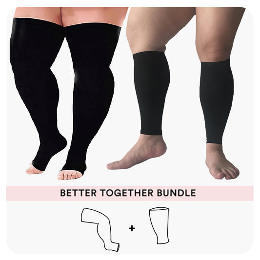 Plusock Bundle Plus Size Thigh High Compression Socks + Calf Sleeves