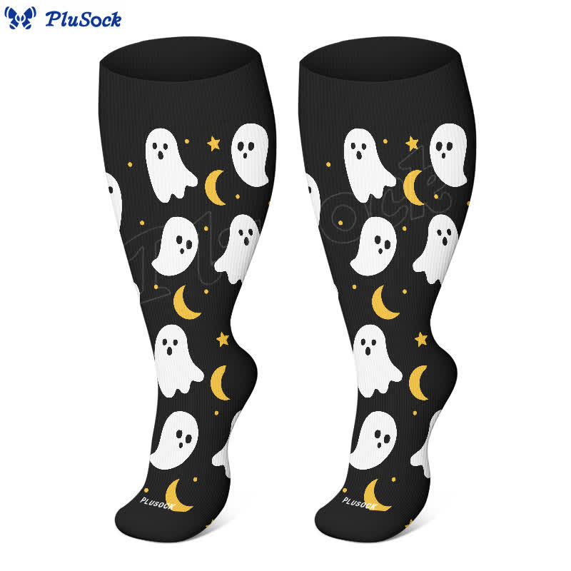 Plus Size Halloween Ghost Series Compression Socks(3 Pairs)