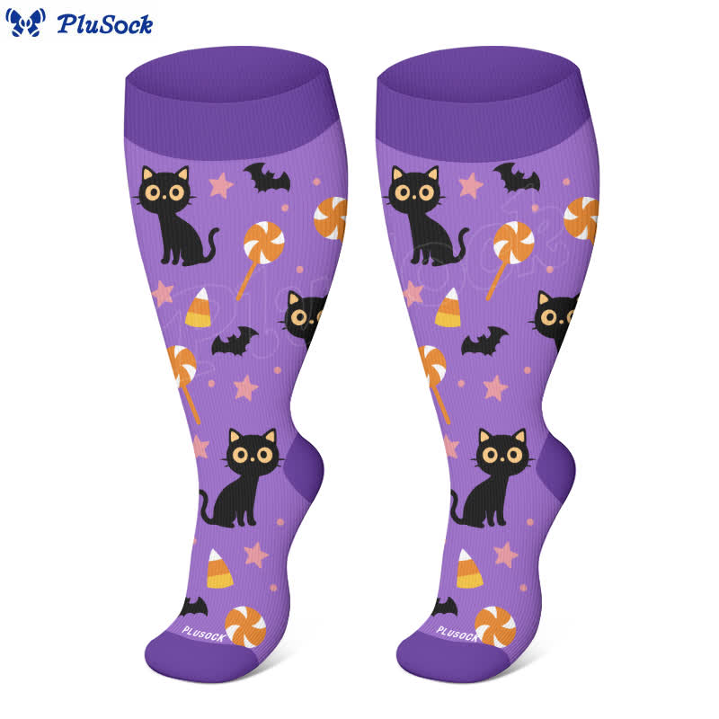 Plus Size Halloween Ghost Series Compression Socks(3 Pairs)