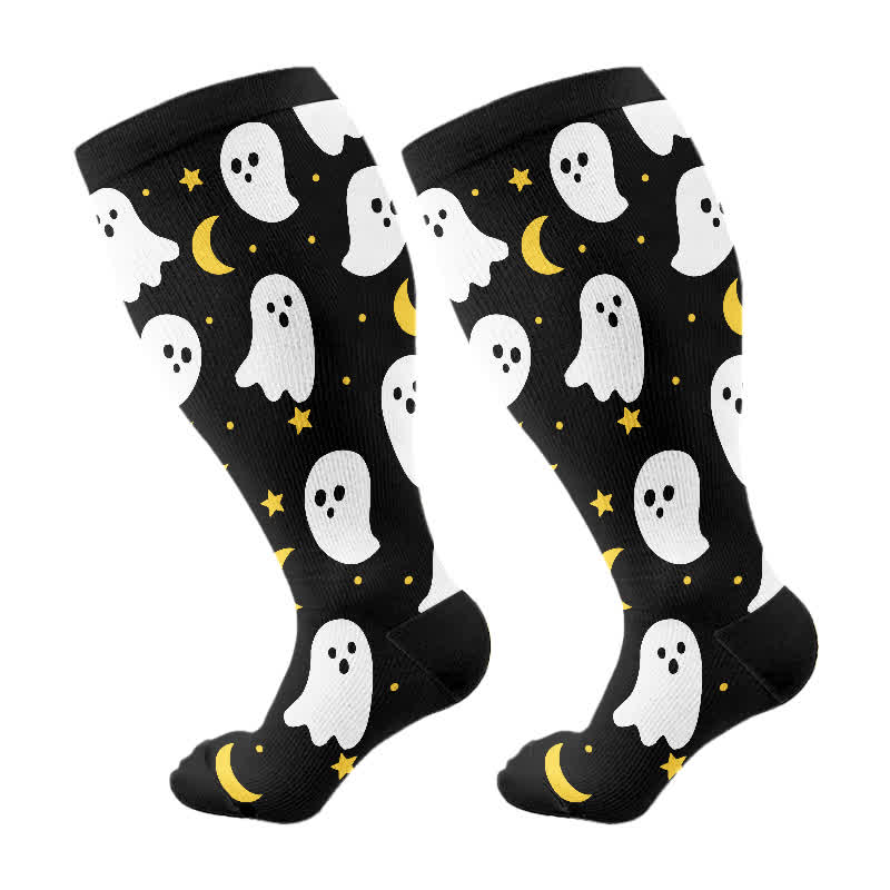 Plus Size Halloween Ghost Series Compression Socks(3 Pairs)
