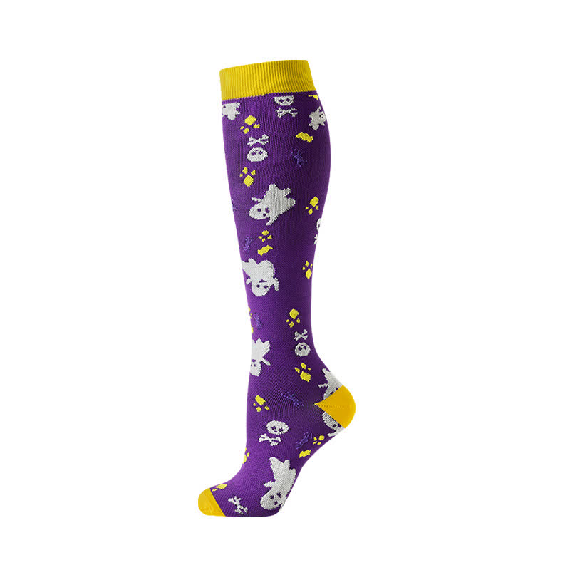 Halloween Skull Ghost Series Compression Socks(5 Pairs)